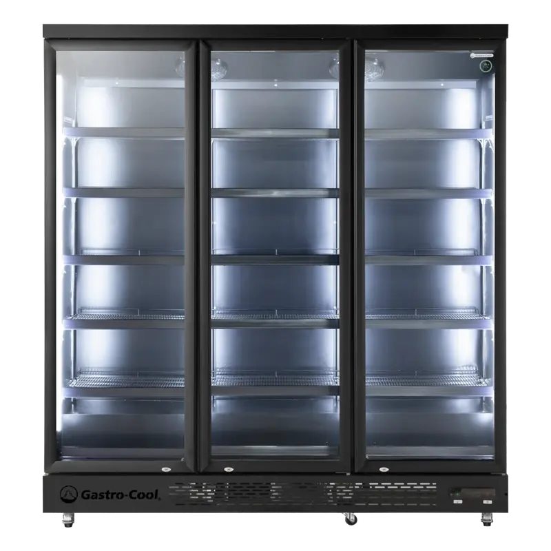 Gastro-Cool GD1600 Getränkekühlschrank 1716 Liter mit 3 Klapptüren, LED Beleuchtung, schwarz