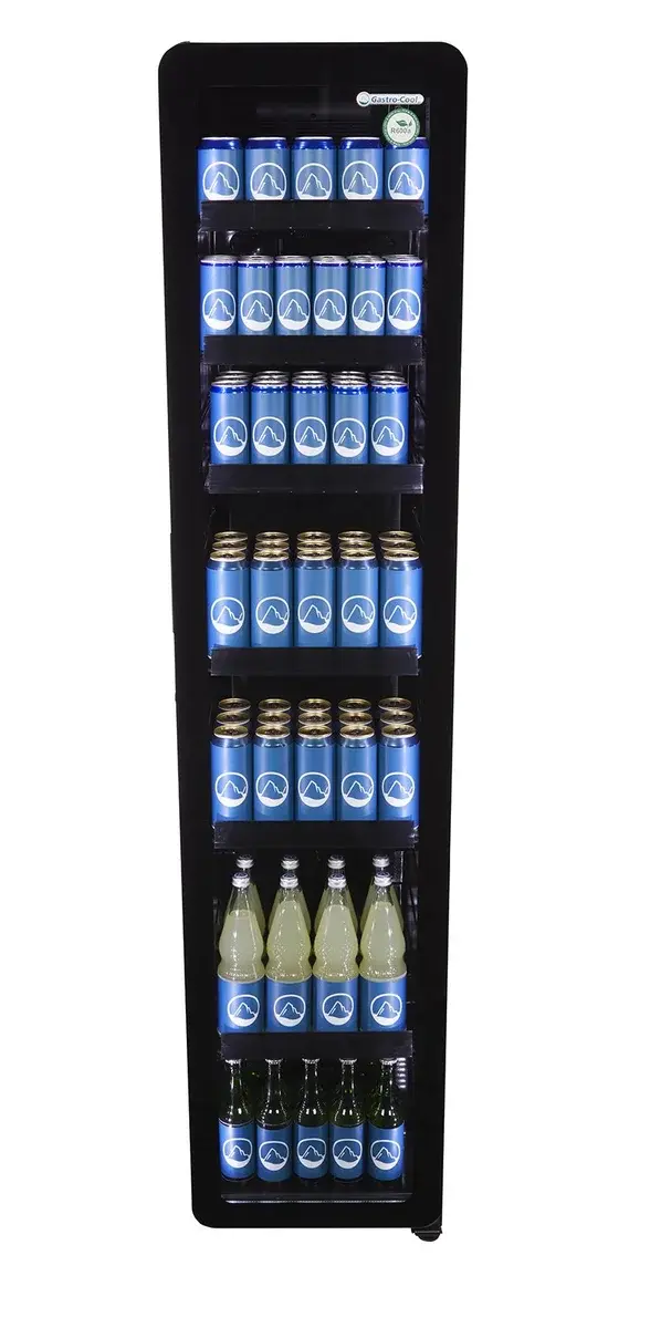 Gastro-Cool GD175 Getränkekühlschrank Retro Slim 212 Liter schwarz/schwarz, LED