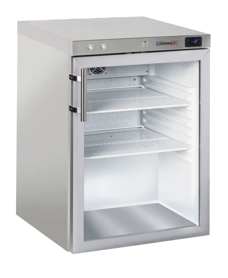Glastür-Tiefkühlschrank 140 L Edelstahl