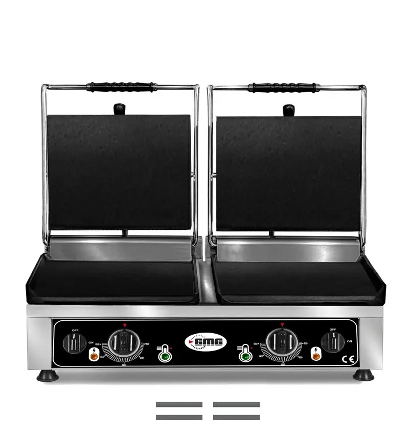 GMG Doppel-Kontaktgrill 2 × 36 × 27 cm, oben und unten glatt, Gusseisen