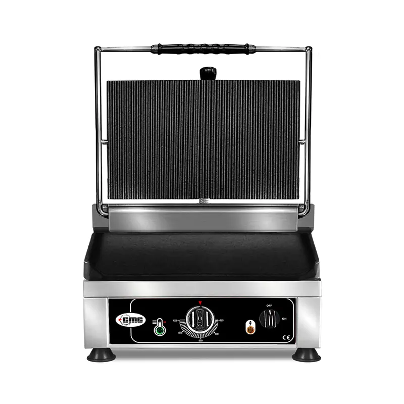 GMG Kontaktgrill 36 × 27 cm, oben gerillt, unten glatt, Gusseisen