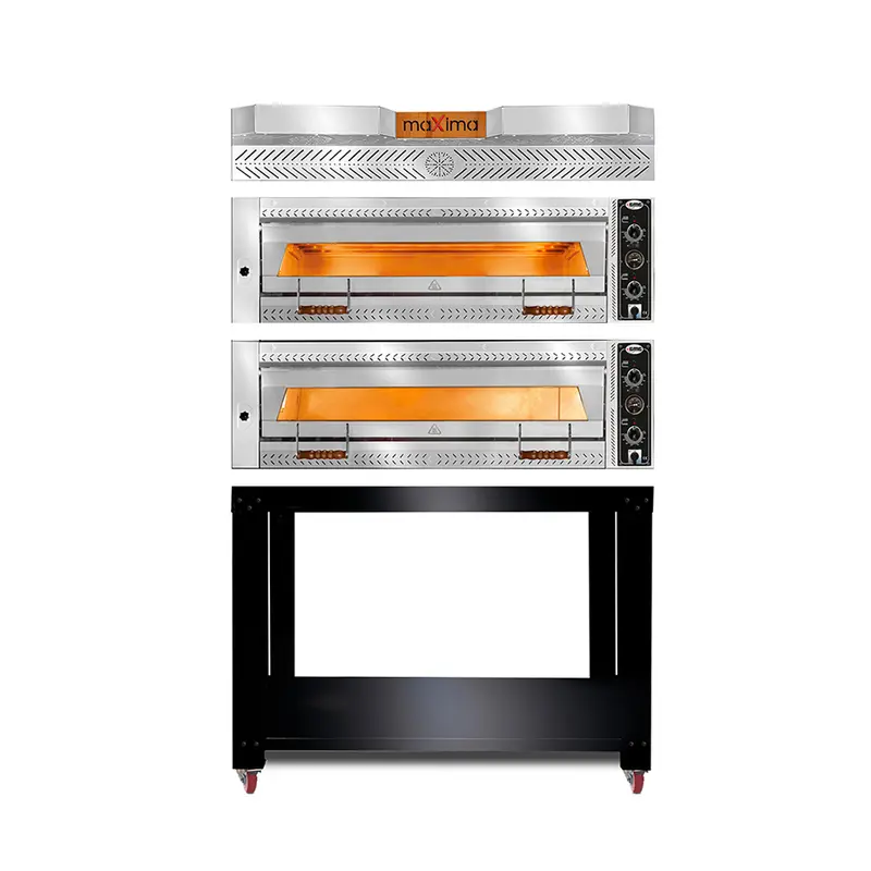 GMG Pizzaofen, 9+9x Ø 35cm, 24 kW 400V, Stapelbar, mit Schamottsteinboden, 2 Backkammern