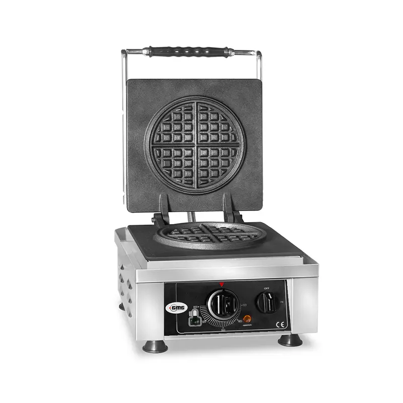 GMG Waffeleisen American, 1x (Ø 16 x 1,5cm), 50° bis 300°C Feste Backplatte aus Gusseisen, Fettfangrinne, Gehäuse Edelstahl