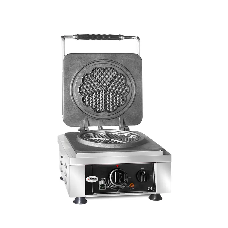 GMG Waffeleisen Amore-M, 1x Ø 17cm, 50° bis 300°C, Feste Backplatte aus Gusseisen, Umlaufende Fettfangrinne, Gehäuse Edelstahl