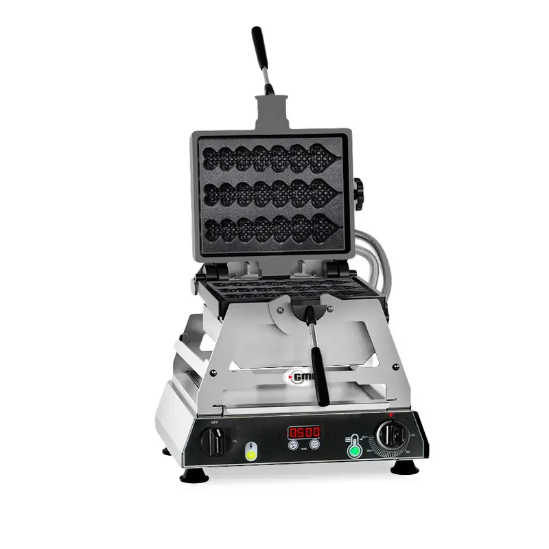 GMG Waffeleisen Rondo, 3x (6 x 20 x 1,4cm), Wechselbare Backplatte aus Gusseisen, 180° drehbar, 50° bis 300°C, Gehäuse Edelstahl, mit Timer