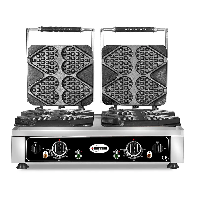 GMG Waffeleisen Ti amo, 8x (13,2 x 12,5 x 2,8cm), 50° bis 300°C Feste Backplatte aus Gusseisen, Gehäuse Edelstahl