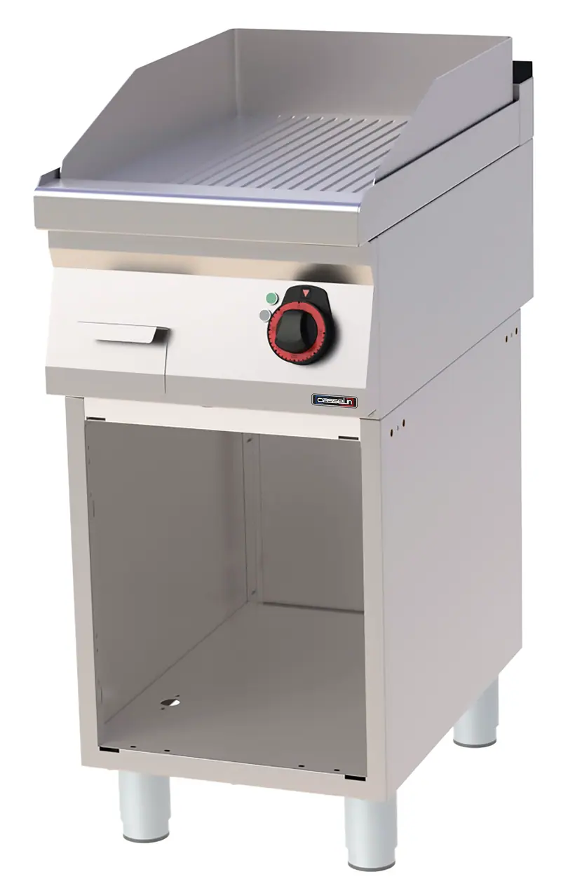 Grillplatte gerillt Gusseisen mit offenem Unterbau 40