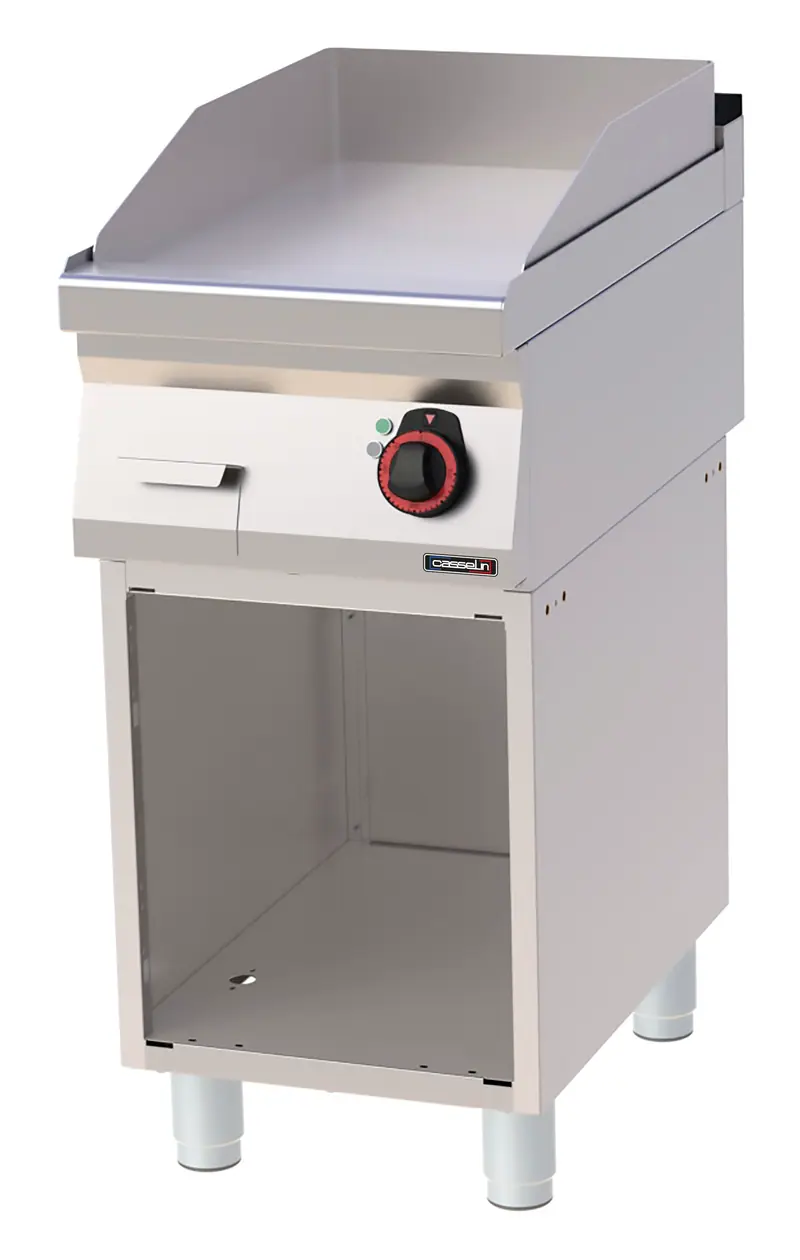 Grillplatte glatt Gusseisen mit offenem Unterbau 40