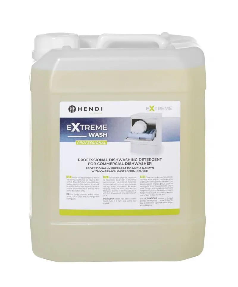 HENDI Extreme Wash Professionelles Geschirrspülmittel für Gewerbegeschirrspüler, 10 l für Geschirrspüler