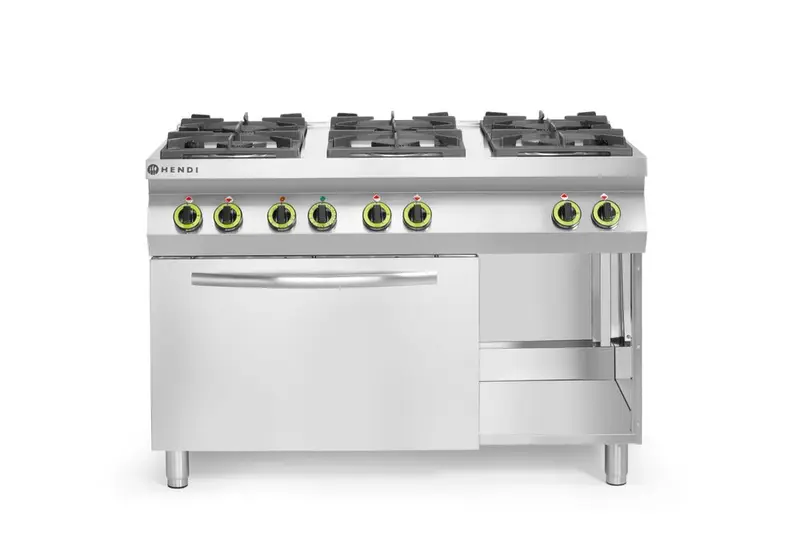 HENDI Gasherd Kitchen Line 6-flammig mit Ofen GN 1/1