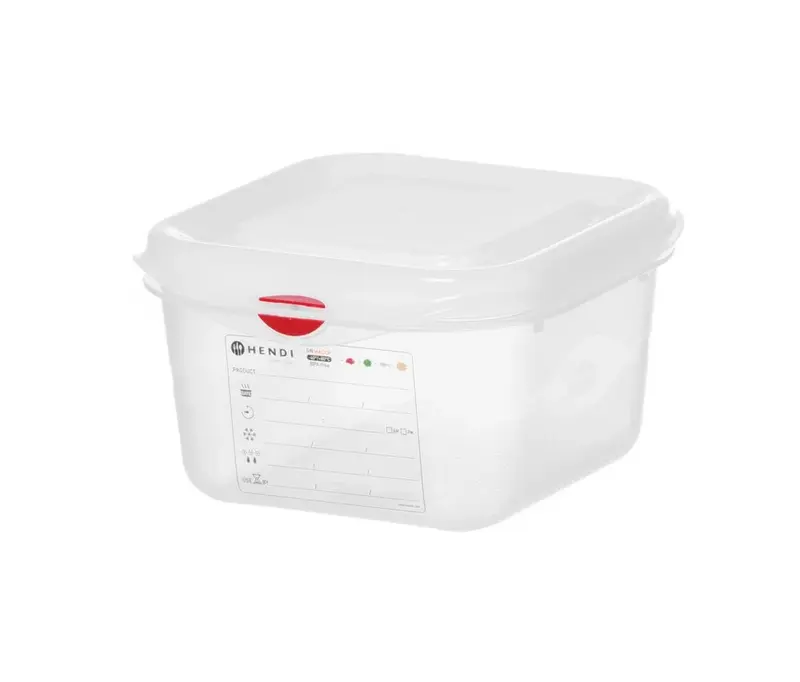 Hendi GN-Behälter mit Deckel und HACCP-Clips, GN 1/6, 100 mm, 1,7 L, PP