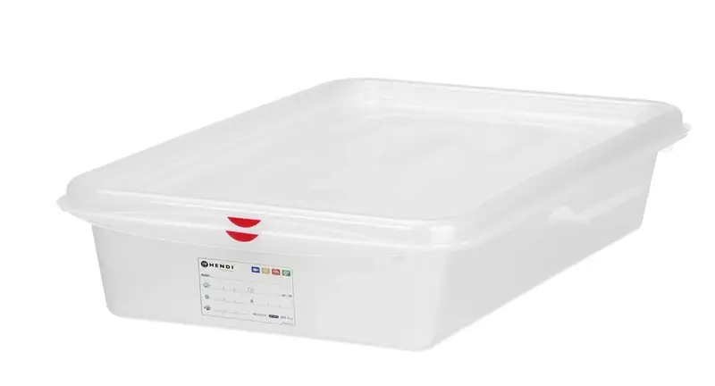 Hendi GN-Behälter mit Deckel und HACCP-Clips, GN 2/3, 100 mm, 9 L, PP