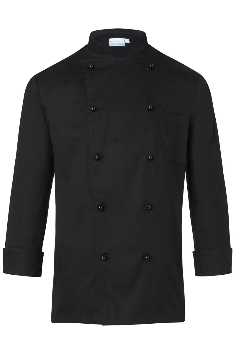 Herrenkochjacke Basic, Kugelknöpfe, schwarz, Größe