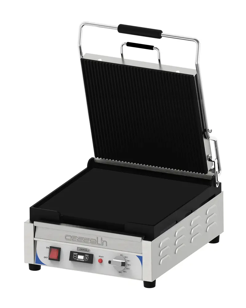 Kontaktgrill Premium Platten gerillt - glatt mit Timer - XL