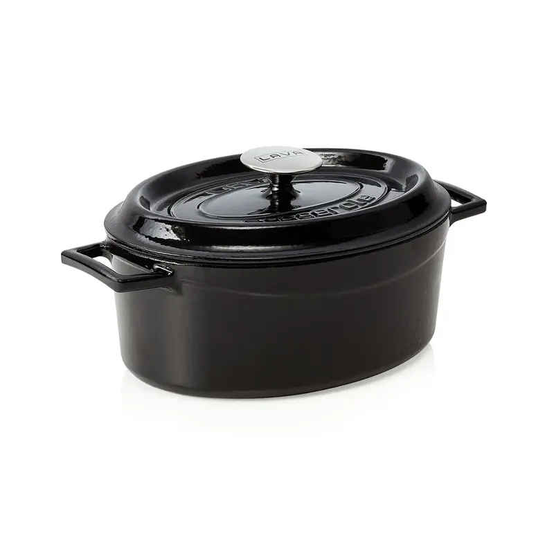 LAVA Casseroles oval, schwarz emailliert, Gusseisen 28 x 21 x 11 cm