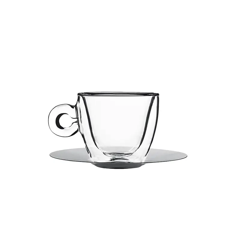Luigi Bormioli Thermic-Cappuccinoglas mit Edelstahluntersetzer 0,165 L