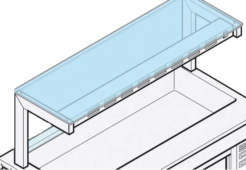 Mastro Aufsatz 1 etagig- mit geradem glas, 1200x400 mm