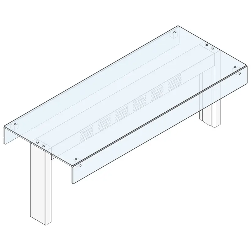 Mastro Ausgabeaufsatz 1 Ebene mit geradem Glas beidseitig, 1710x450 mm