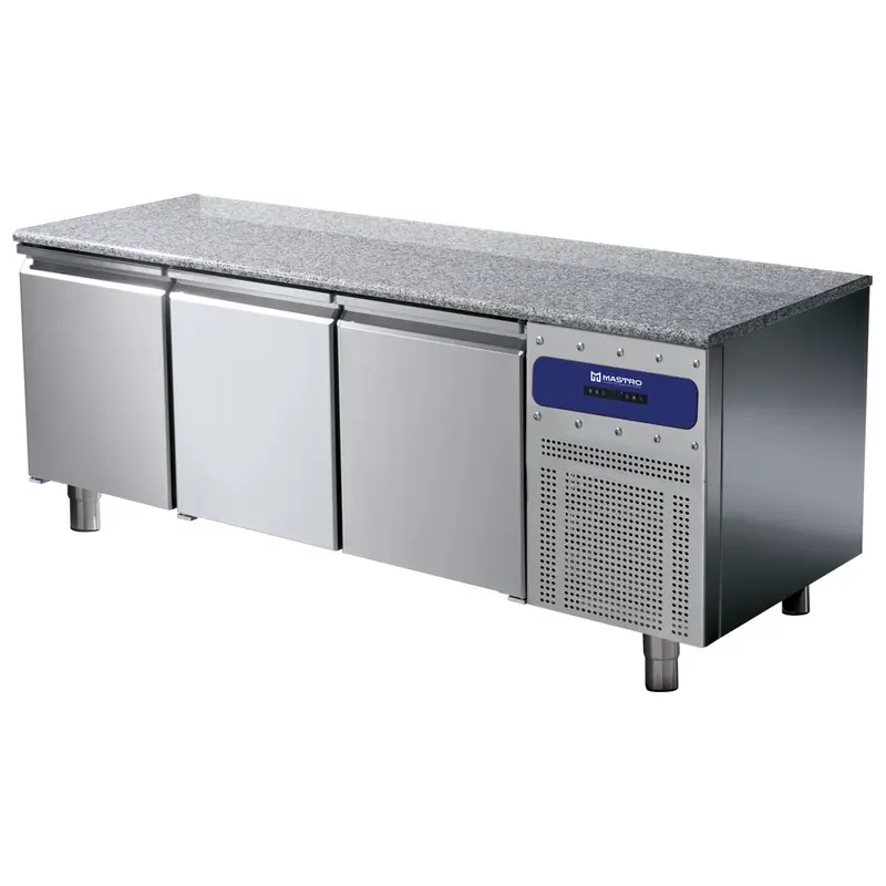 Mastro Bäckereikühltisch 3 Türen 600x400 mm, Granitarbeitsplatte, -2°/+8°C