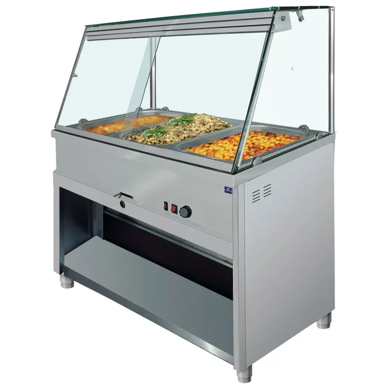 Mastro Bainmarie-Theke 4x GN 1/1 mit gerader Frontverglasung, +30°/+90°C