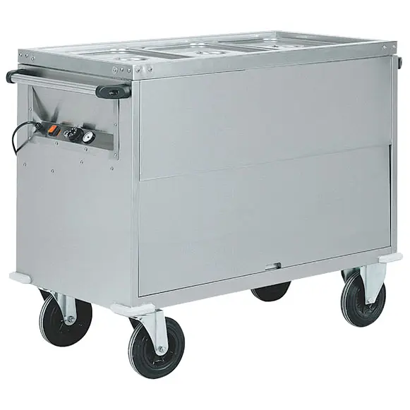 Mastro Bainmarie-Wagen auf beheiztem Schrank, 3x GN 1/1 H=200 mm, 3 Temperaturzonen