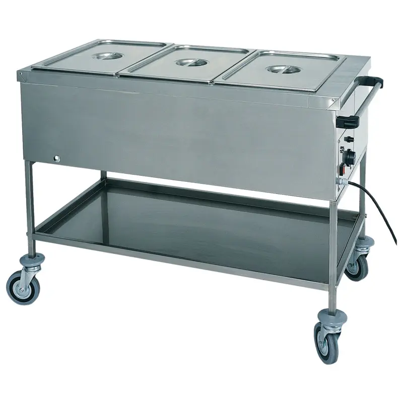 Mastro Bainmarie-Wagen mit Zwischenboden, 3x GN 1/1 H=200 mm, 1 Temperaturzone