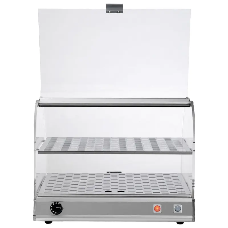 Mastro Beheizte Vitrine mit 2 Ebenen und gebogener Frontverglasung, +70°C