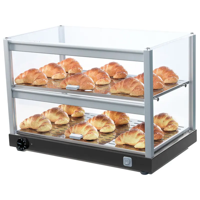 Mastro Beheizte Vitrine mit 2 Ebenen und gerader Frontverglasung, +70°C