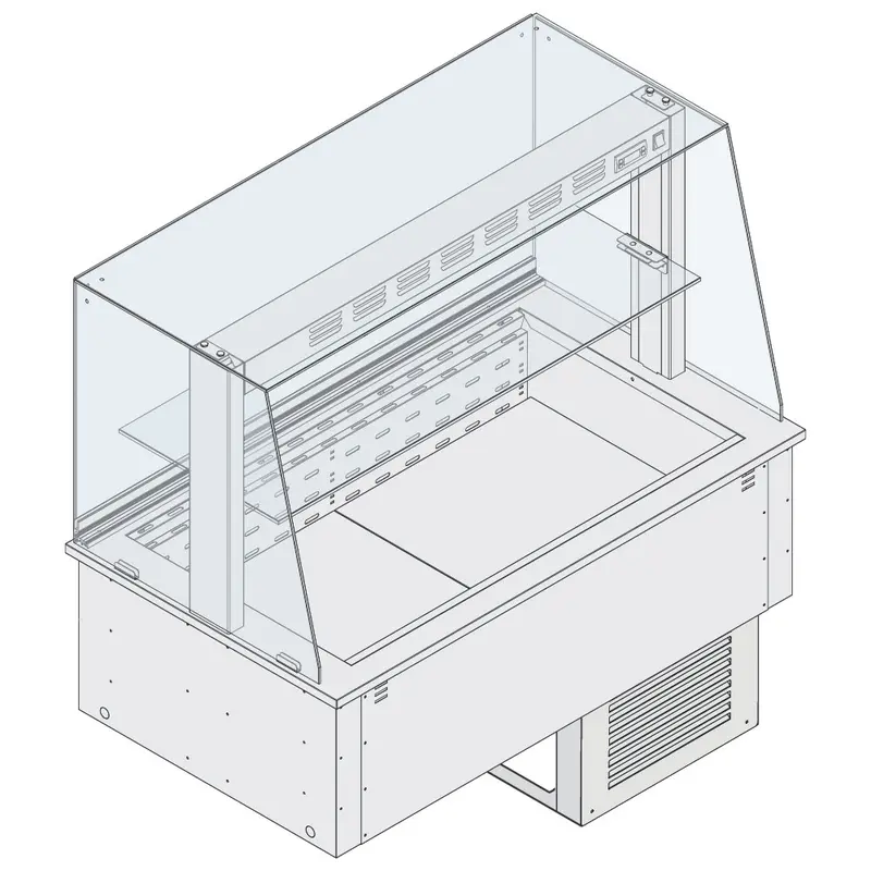 Mastro DELI Umluft-Kühltheke mit 1 Zwischenboden, mit Kühlaggregat, kundenseitig geschlossen, 4x GN 1/1