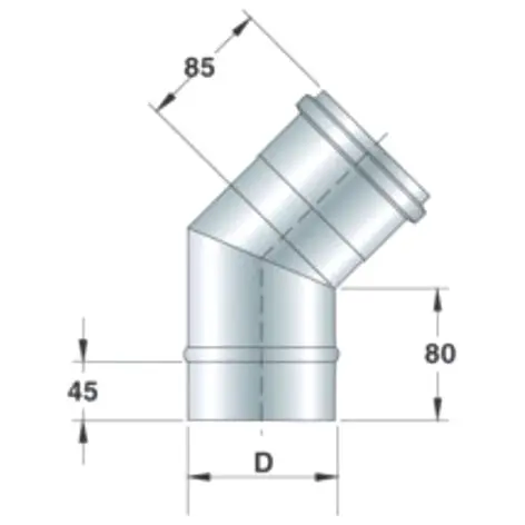 Mastro Edelstahl-Bogen 45°, einwandig, ø 300 mm