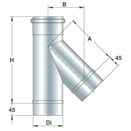Mastro Edelstahl-T-Verbindungselement 45°, einwandig, ø 400 mm