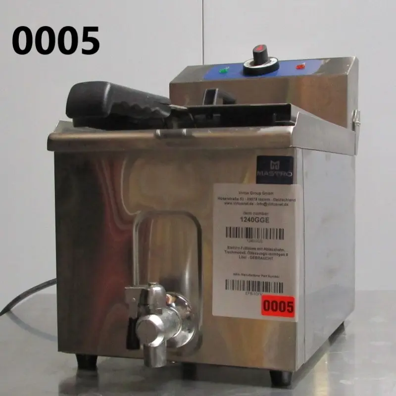 Mastro Elektro-Fritteuse mit Ablasshahn, Tischmodell, Ölfassungsvermögen 8 Liter - GEBRAUCHT