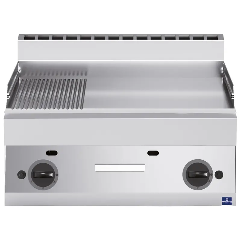 Mastro Gas-Grillplatte, Tischmodell, 1/3 gerillt und 2/3 glatt