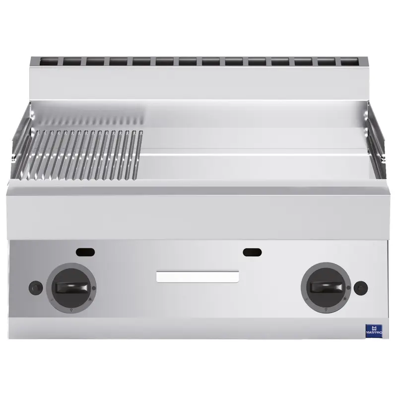 Mastro Gas-Grillplatte, Tischmodell, verchromt 1/3 gerillt und 2/3 glatt