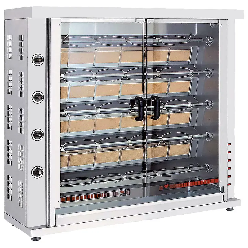 Mastro Gas-Hähnchengrill mit Beleuchtung, 5 Spieße für 20-25 Hähnchen