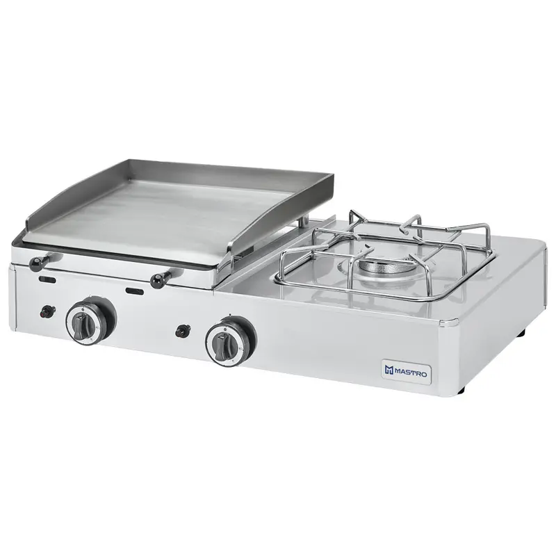 Mastro Gas-Kombigrillplatte mit 1 Grillzone und 1 Gasbrenner, Tischmodell - LPG
