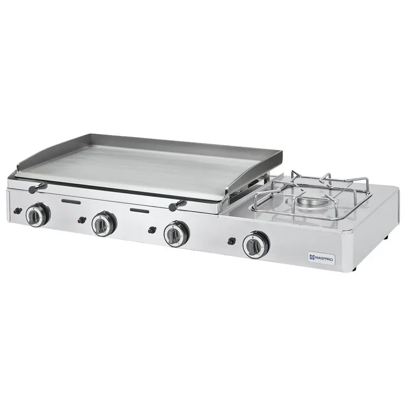 Mastro Gas-Kombigrillplatte mit 3 Grillzonen und 1 Gasbrenner, Tischmodell - LPG