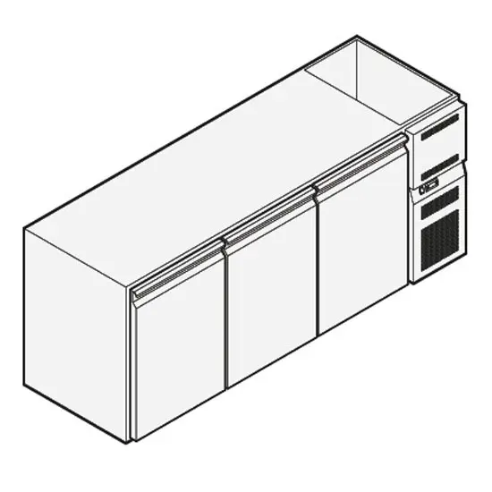 Mastro Getränkekühltheke mit 3 Türen mit Kühlwanne, 2090x590 mm, +2°/+10°C
