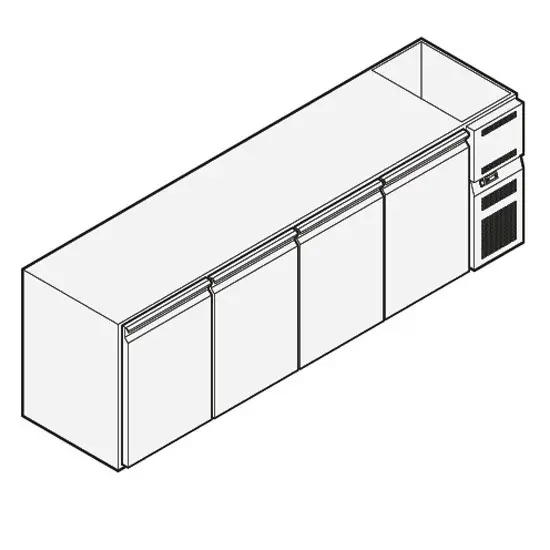 Mastro Getränkekühltheke mit 4 Türen mit Kühlwanne, 2670x590 mm, +2°/+10°C