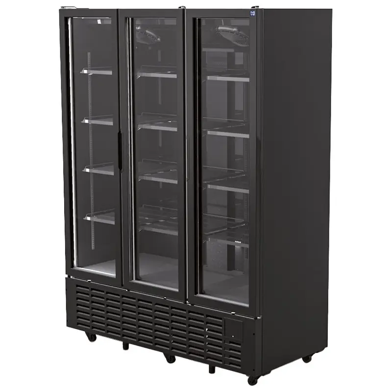 Mastro Getränkekühlvitrine 1491 Liter mit 3 Glastüren, 12 Rosten, +1°/+9°C - Schwarz