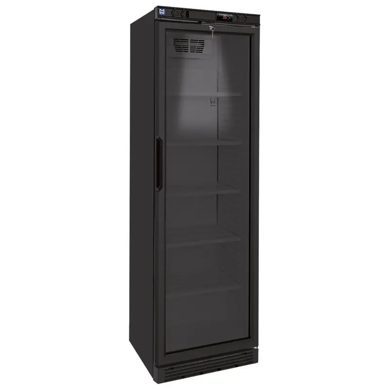 Mastro Getränkekühlvitrine 373 Liter mit Glastür und 5 Roste, +1°/+9°C - Farbe schwarz