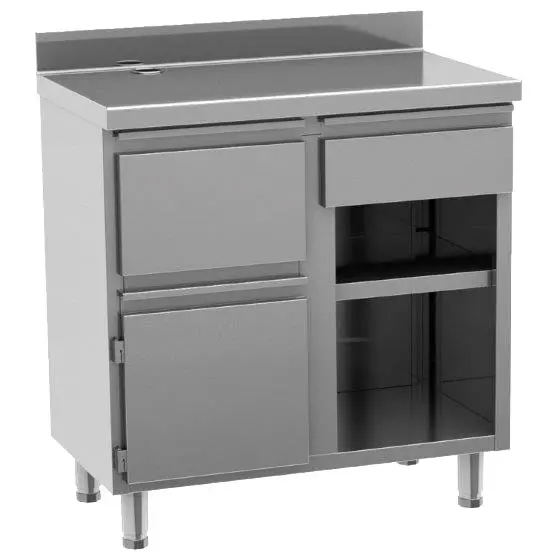 Mastro Kaffeemaschinentheke 1000x600 mm mit Schublade, Kaffeesatzschublade, geschlossenem Schrank