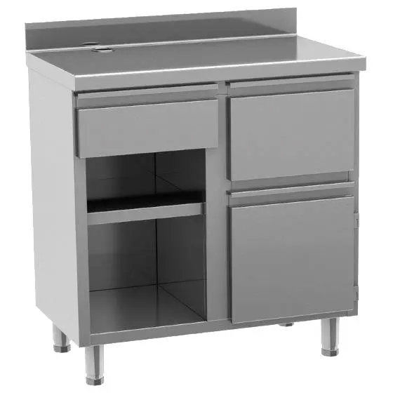 Mastro Kaffeemaschinentheke 1000x600 mm mit Schublade, Kaffeesatzschublade, geschlossenem Schrank