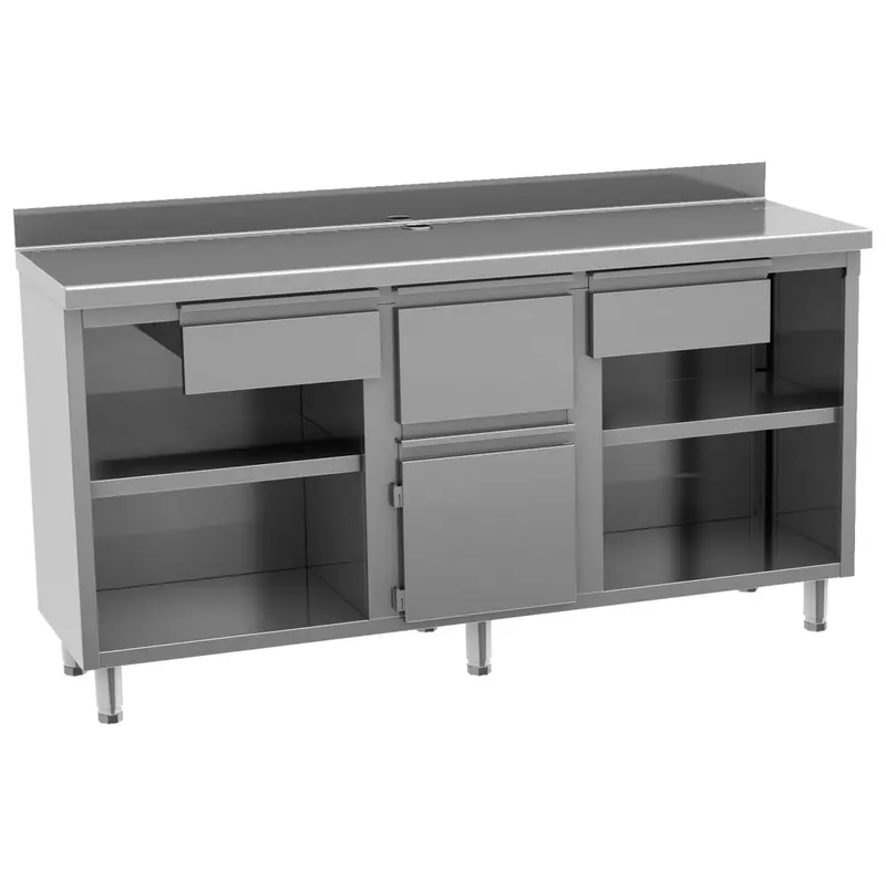 Mastro Kaffeemaschinentheke 2000x600 mm mit 2 Schubladen, Kaffeesatzschublade, geschlossenem Schrank