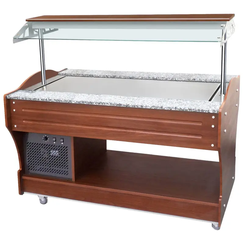 Mastro kaltes Buffet mit statischer Kühlplatte, Inselmodell, 4x GN 1/1, Haube nicht absenkbar