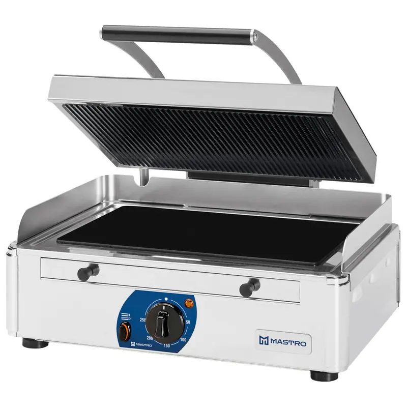 Mastro Kontaktgrill mit 1 Ceranplatte, glatt/gerillt, 340x220 mm