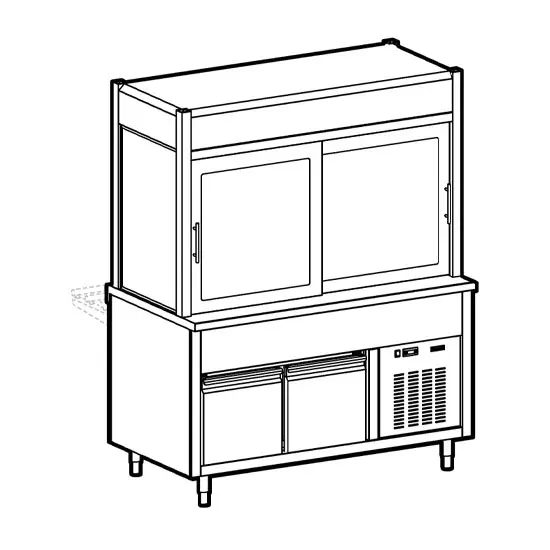 Mastro Kühlvitrine 2-etagig mit Kühlplatte auf gekühltem Unterbau, 5x GN 1/1