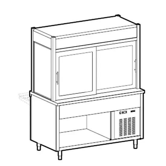 Mastro Kühlvitrine 2-etagig mit Kühlplatte auf offenem Unterbau, 3x GN 1/1
