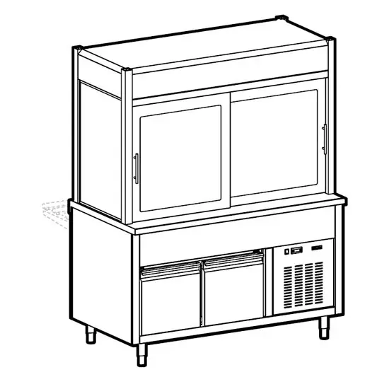 Mastro Kühlvitrine 2-etagig mit Kühlwanne auf gekühltem Unterbau, 3x GN 1/1