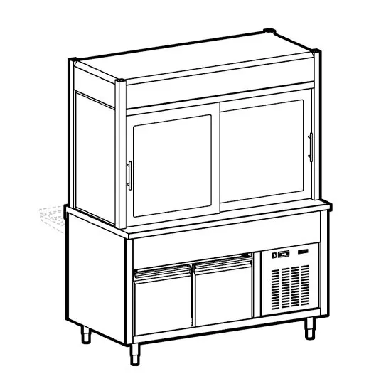 Mastro Kühlvitrine 2-etagig mit Kühlwanne auf gekühltem Unterbau, 6x GN 1/1